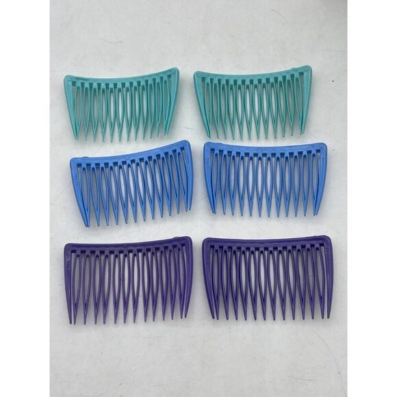Goody Set Of 6 Vintage Plastic Hair Combs Blue Purple & Teal - Picture 5 of 7